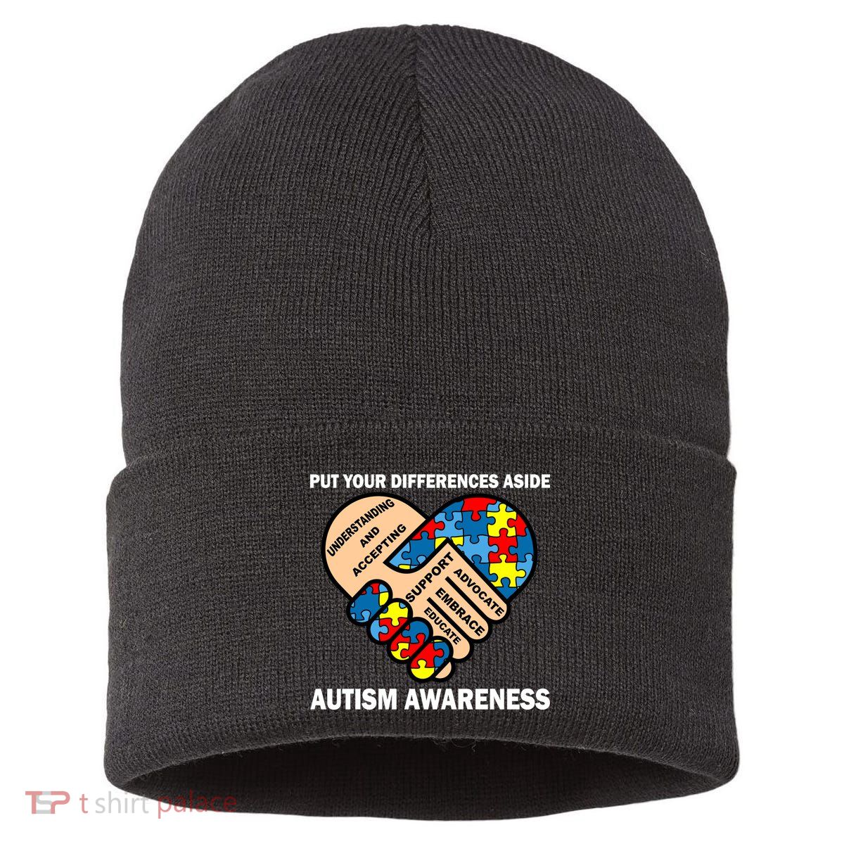 Put Your Differences Aside Autism Awareness Sustainable Knit Beanie