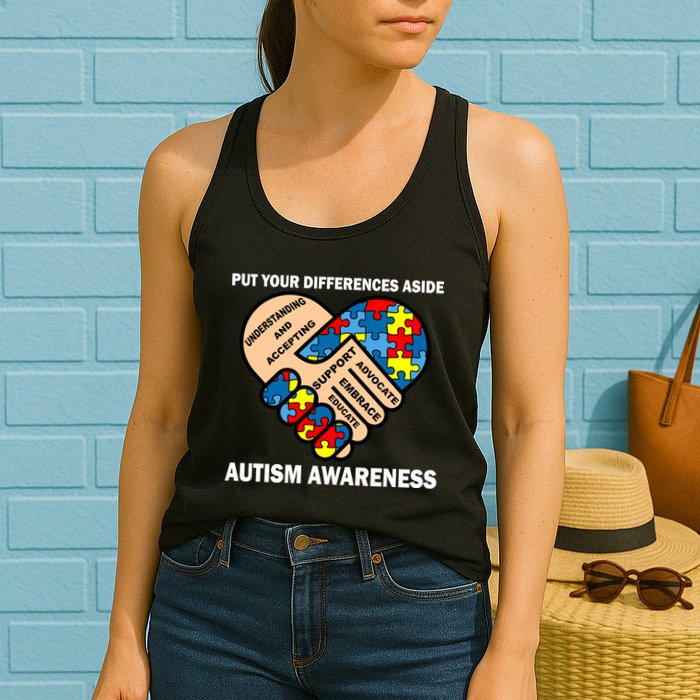Put Your Differences Aside Autism Awareness Womens Tank Top