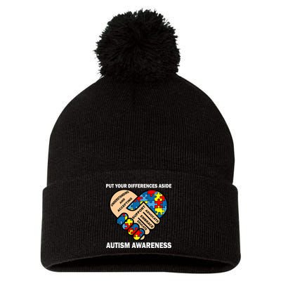 Put Your Differences Aside Autism Awareness Pom Pom 12in Knit Beanie
