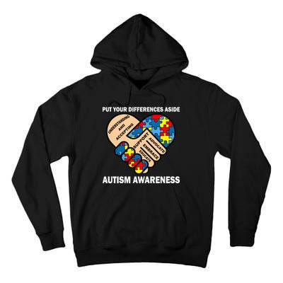 Put Your Differences Aside Autism Awareness Tall Hoodie