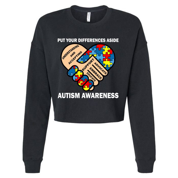 Put Your Differences Aside Autism Awareness Cropped Pullover Crew