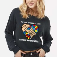 Put Your Differences Aside Autism Awareness Cropped Pullover Crew