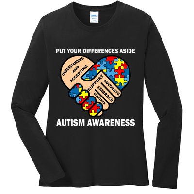 Put Your Differences Aside Autism Awareness Ladies Long Sleeve Shirt