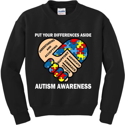 Put Your Differences Aside Autism Awareness Kids Sweatshirt