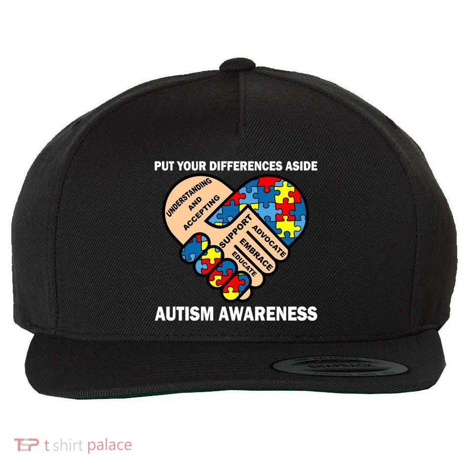 Put Your Differences Aside Autism Awareness Wool Snapback Cap