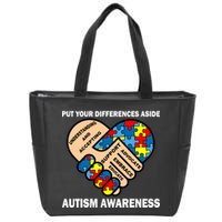 Put Your Differences Aside Autism Awareness Zip Tote Bag