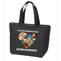 Put Your Differences Aside Autism Awareness Zip Tote Bag