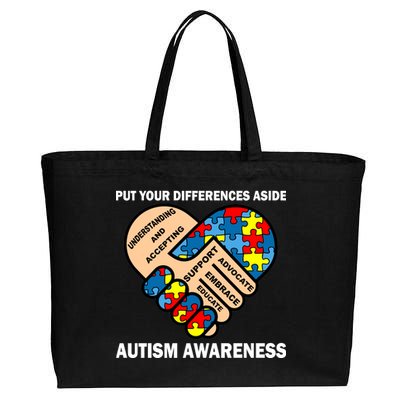 Put Your Differences Aside Autism Awareness Cotton Canvas Jumbo Tote