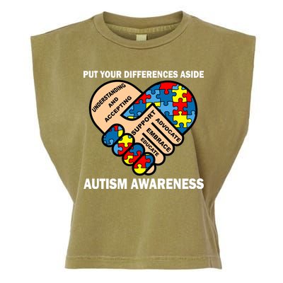 Put Your Differences Aside Autism Awareness Garment-Dyed Women's Muscle Tee