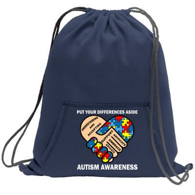 Put Your Differences Aside Autism Awareness Sweatshirt Cinch Pack Bag