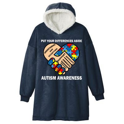 Put Your Differences Aside Autism Awareness Hooded Wearable Blanket