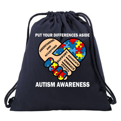 Put Your Differences Aside Autism Awareness Drawstring Bag