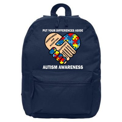 Put Your Differences Aside Autism Awareness 16 in Basic Backpack