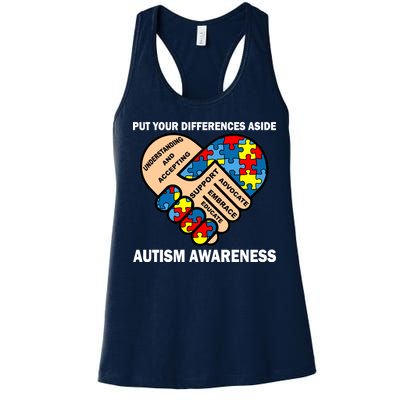 Put Your Differences Aside Autism Awareness Women's Racerback Tank