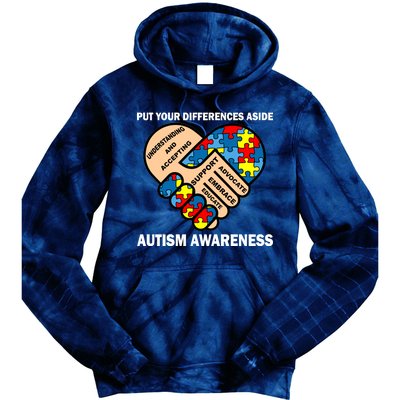 Put Your Differences Aside Autism Awareness Tie Dye Hoodie