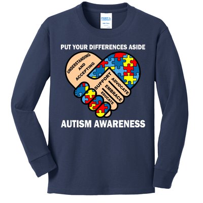 Put Your Differences Aside Autism Awareness Kids Long Sleeve Shirt