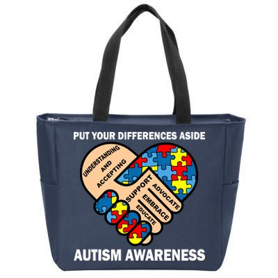 Put Your Differences Aside Autism Awareness Zip Tote Bag