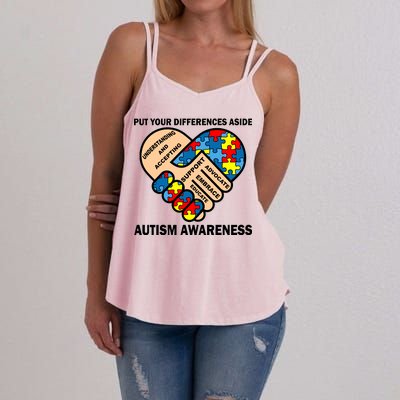 Put Your Differences Aside Autism Awareness Women's Strappy Tank