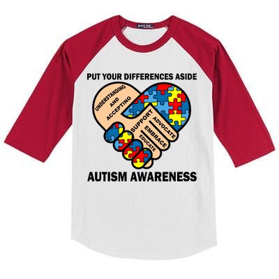 Put Your Differences Aside Autism Awareness Kids Colorblock Raglan Jersey