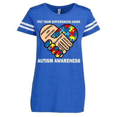 Put Your Differences Aside Autism Awareness Enza Ladies Jersey Football T-Shirt