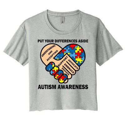 Put Your Differences Aside Autism Awareness Women's Crop Top Tee