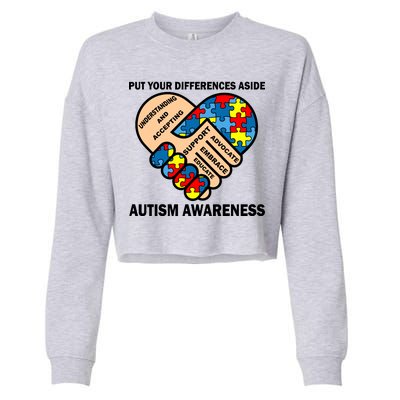 Put Your Differences Aside Autism Awareness Cropped Pullover Crew