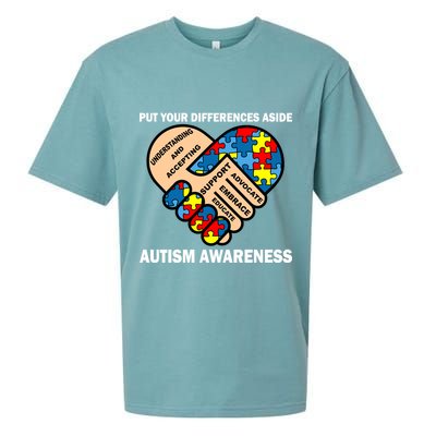 Put Your Differences Aside Autism Awareness Sueded Cloud Jersey T-Shirt