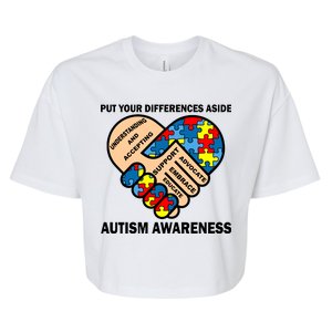 Put Your Differences Aside Autism Awareness Bella+Canvas Jersey Crop Tee