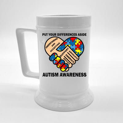 Put Your Differences Aside Autism Awareness Beer Stein