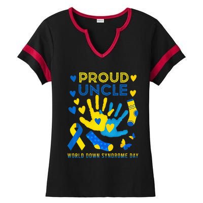 Proud Uncle T21 World Down Syndrome Awareness Day Ribbon Ladies Halftime Notch Neck Tee