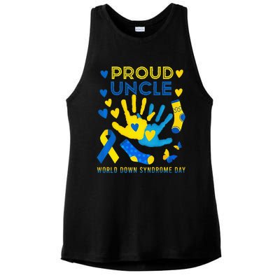 Proud Uncle T21 World Down Syndrome Awareness Day Ribbon Ladies PosiCharge Tri-Blend Wicking Tank