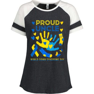 Proud Uncle T21 World Down Syndrome Awareness Day Ribbon Enza Ladies Jersey Colorblock Tee