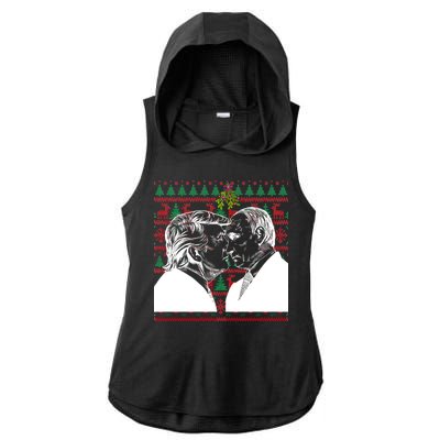 Putin Trump Mistletoe Ugly Christmas Sweater Ladies PosiCharge Tri-Blend Wicking Draft Hoodie Tank