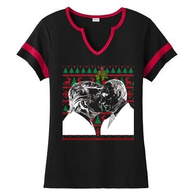 Putin Trump Mistletoe Ugly Christmas Sweater Ladies Halftime Notch Neck Tee