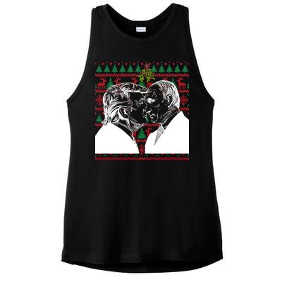 Putin Trump Mistletoe Ugly Christmas Sweater Ladies PosiCharge Tri-Blend Wicking Tank