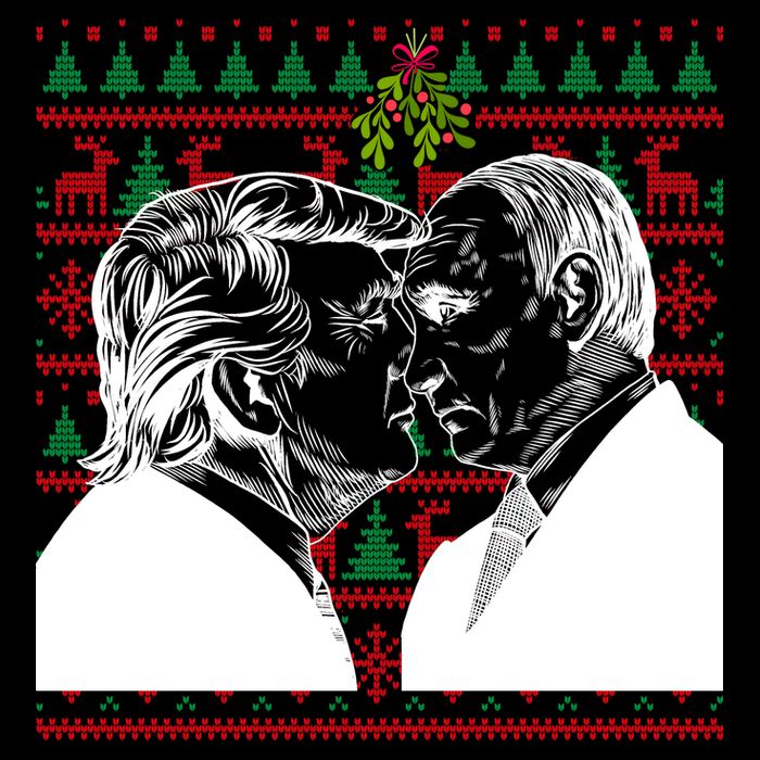 Putin Trump Mistletoe Ugly Christmas Sweater Bucket Hat