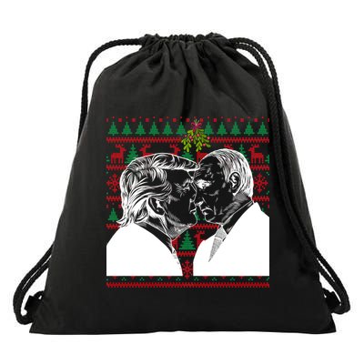 Putin Trump Mistletoe Ugly Christmas Sweater Drawstring Bag
