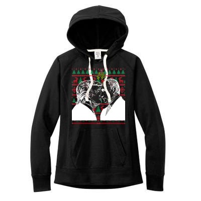 Putin Trump Mistletoe Ugly Christmas Sweater Women's Fleece Hoodie