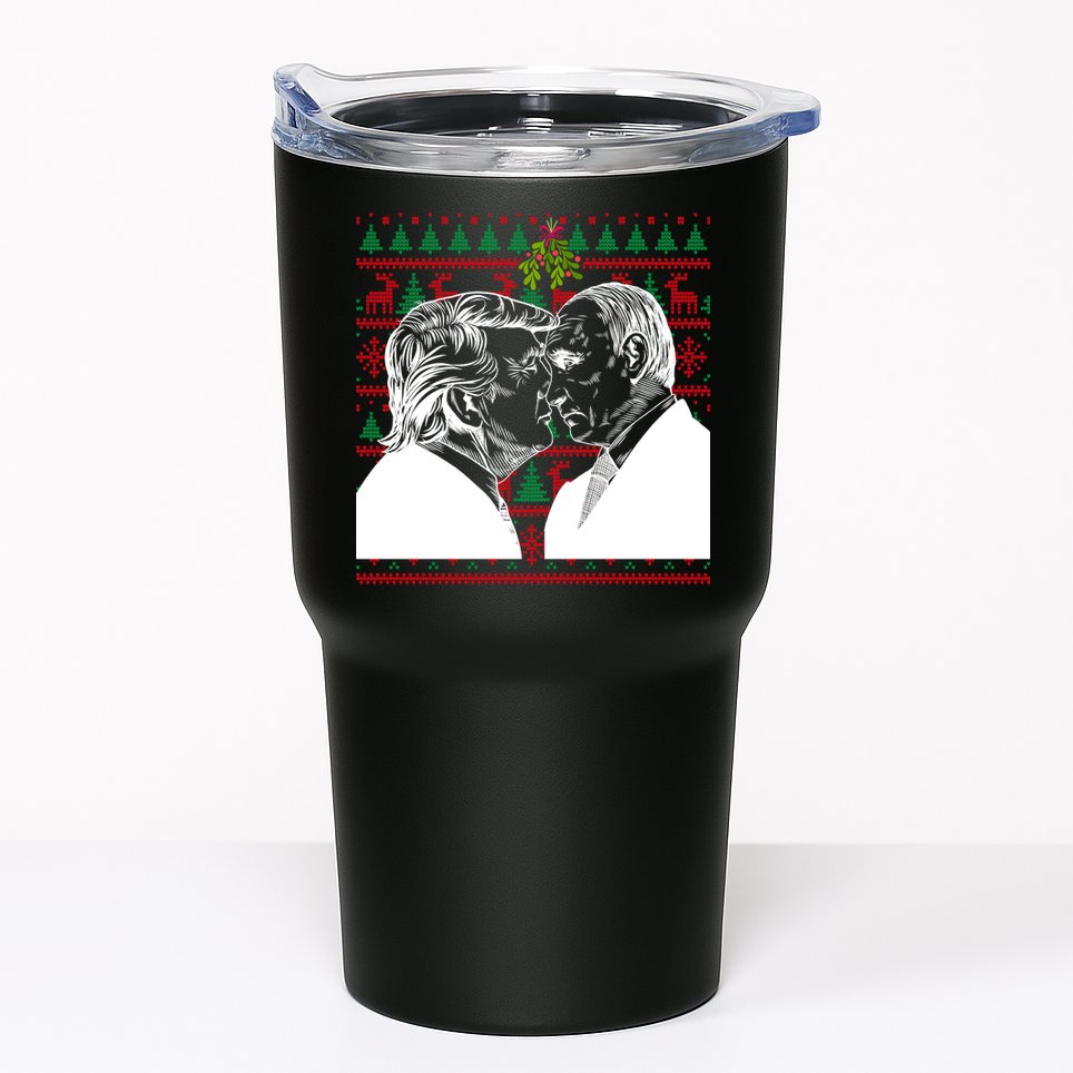 Putin Trump Mistletoe Ugly Christmas Sweater Tumbler