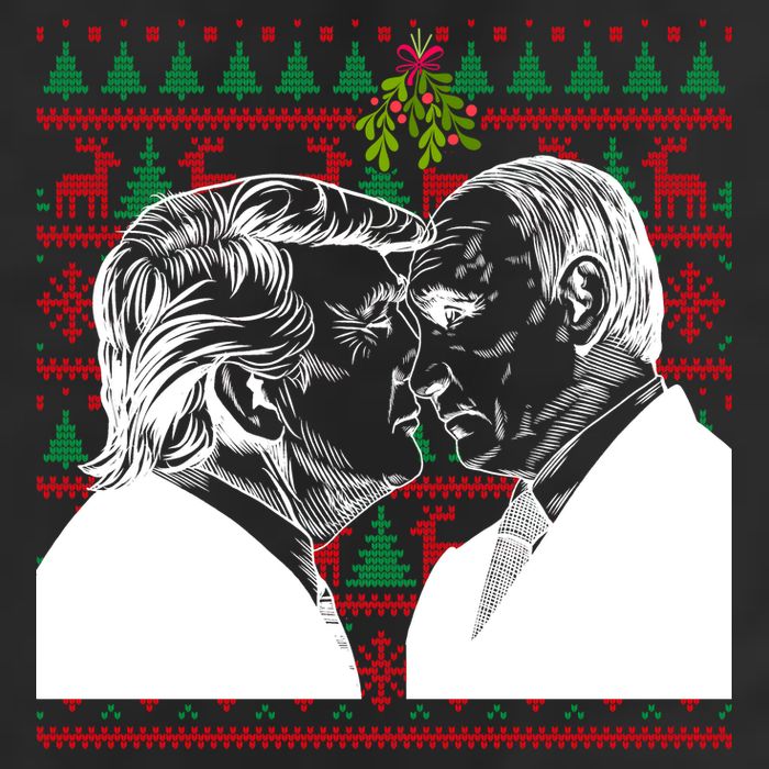 Putin Trump Mistletoe Ugly Christmas Sweater Trucker Hat