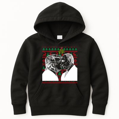 Putin Trump Mistletoe Ugly Christmas Sweater Kids Hoodie