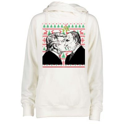 Putin Trump Mistletoe Ugly Christmas Sweater Womens Funnel Neck Pullover Hood