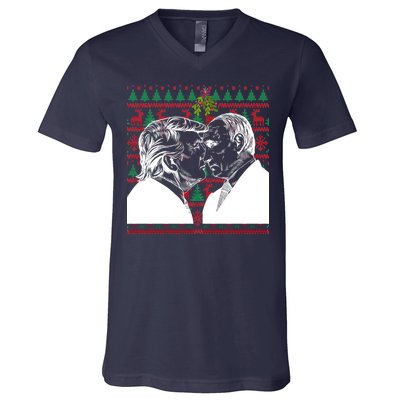 Putin Trump Mistletoe Ugly Christmas Sweater V-Neck T-Shirt