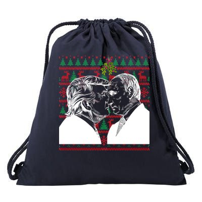 Putin Trump Mistletoe Ugly Christmas Sweater Drawstring Bag