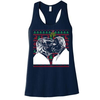 Putin Trump Mistletoe Ugly Christmas Sweater Women's Racerback Tank