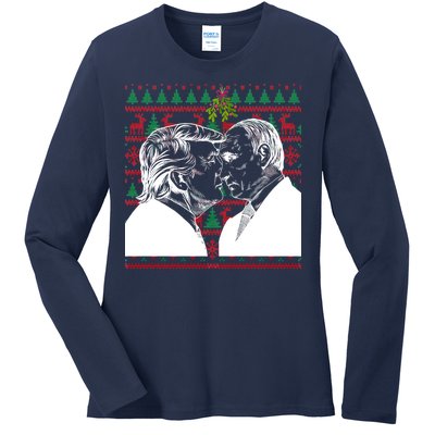 Putin Trump Mistletoe Ugly Christmas Sweater Ladies Long Sleeve Shirt