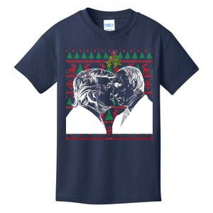 Putin Trump Mistletoe Ugly Christmas Sweater Kids T-Shirt