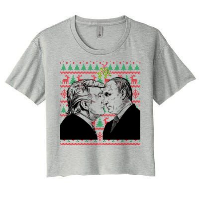 Putin Trump Mistletoe Ugly Christmas Sweater Women's Crop Top Tee