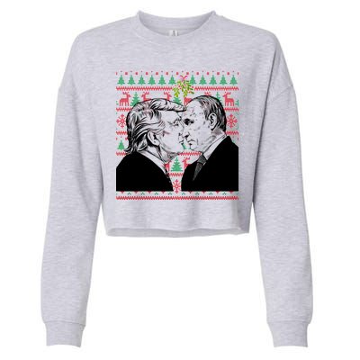 Putin Trump Mistletoe Ugly Christmas Sweater Cropped Pullover Crew