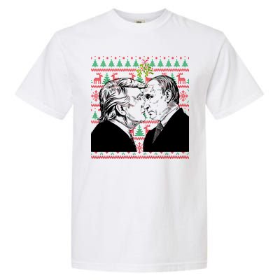 Putin Trump Mistletoe Ugly Christmas Sweater Garment-Dyed Heavyweight T-Shirt